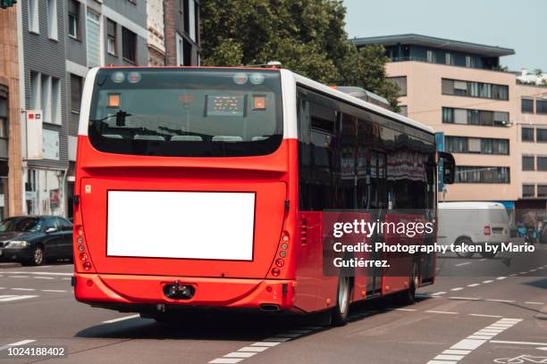 bus with blank billboard - bus advertisement stock pictures, royalty-free photos & images