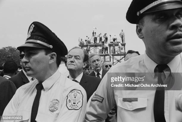 Vice President Hubert Humphrey and behind him, Senator Eugene McCarthy in Washington, DC, during the Poor People's Campaign or Poor People's March on...