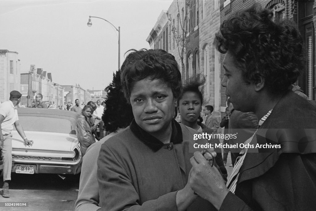 Baltimore Riots 1968 Women comforting each other during a period of rioting in Baltimore ...