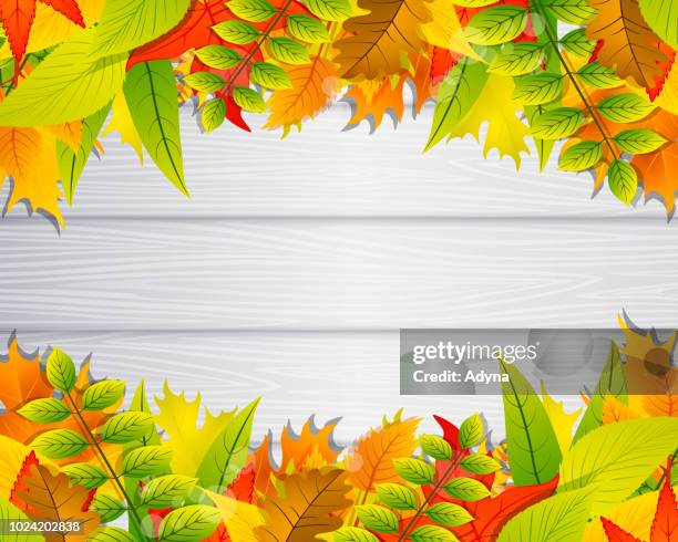 autumn leaf background - grey table texture stock illustrations
