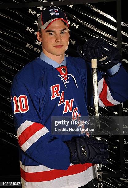 Dylan McIlrath, drafted tenth overall by the New York Rangers poses for a portrait during the 2010 NHL Entry Draft at Staples Center on June 25, 2010...