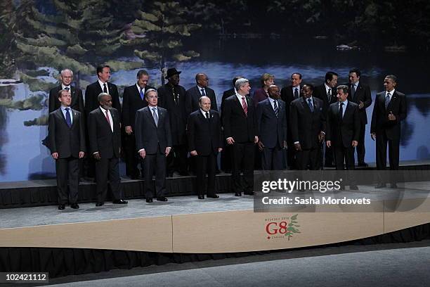 And outreach countries leaders are seen during a group photo session at the G8 Summit June 25, 2010 in Huntsville, Ontario, Canada. L-R in lower row:...