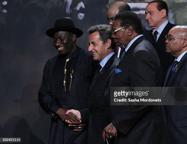 Nigeria's President Goodluck Jonathan, French President Nicolas Sarkozy, Malawi's President Bingu wa Mutharika, Italian Prime Minister Silvio...