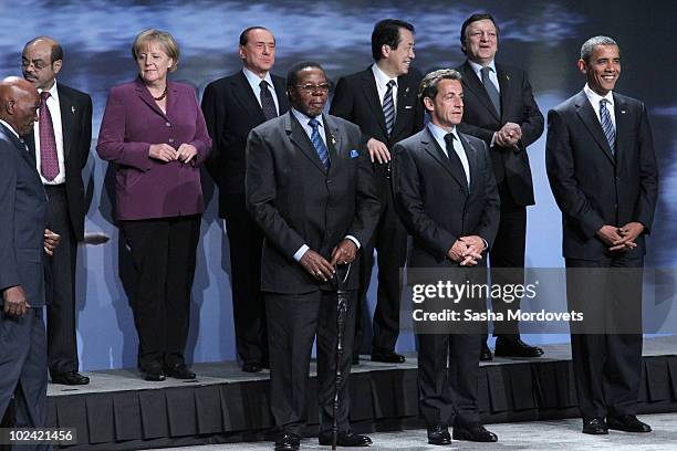 In lower row: Senegal President Abdoulaye Wade, Malawi's President Bingu wa Mutharika, French President Nicolas Sarkozy, U.S.President Barack Obama;...