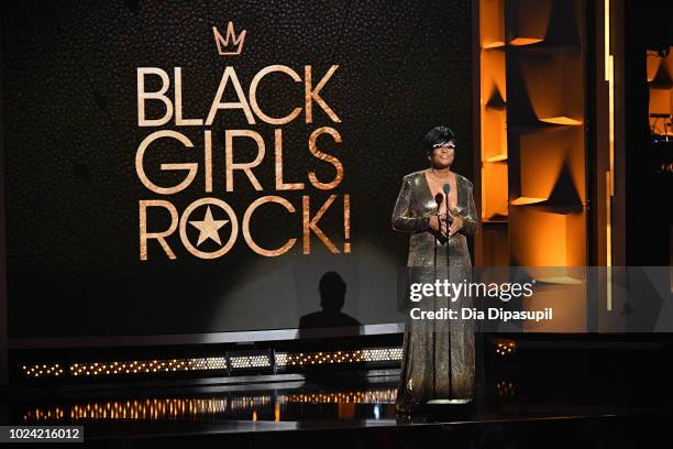 Beverly Bond speaks onstage during the Black Girls Rock! 2018 Show at NJPAC on August 26, 2018 in Newark, New Jersey.