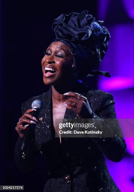 Cynthia Erivo performs onstage during the Black Girls Rock! 2018 Show at NJPAC on August 26, 2018 in Newark, New Jersey.