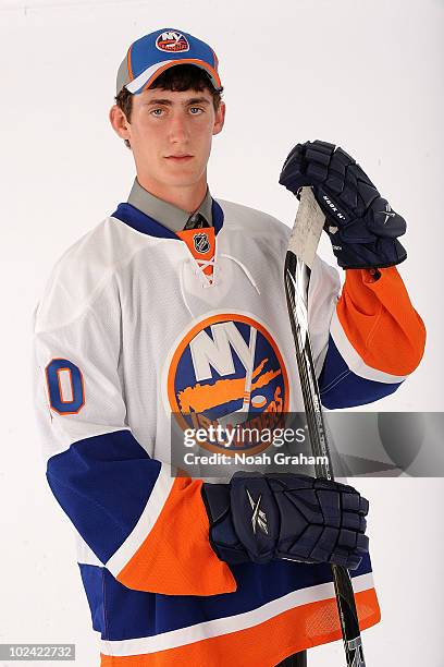 Brock Nelson, drafted 30th overall by the New York Islanders, poses for a portrait during the 2010 NHL Entry Draft at Staples Center on June 25, 2010...