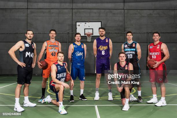 Chris Goulding of Melbourne United, Alexander Loughton of the Cairns Taipans, Nathan Sobey of the Adelaide 36ers, Cameron Gliddon of the Brisbane...