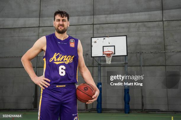 Andrew Bogut of the Sydney Kings poses during the NBL First Ever Apparel Uniform Launch athe the Ultimo Community Centre on August 27, 2018 in...