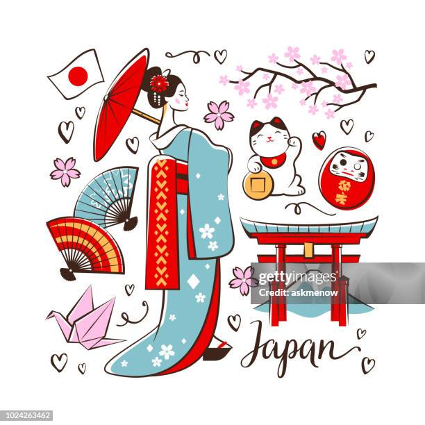 japanese symbols - daruma stock illustrations