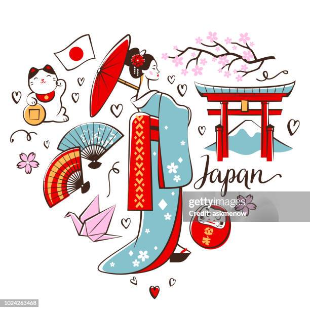 ilustrações, clipart, desenhos animados e ícones de japonês símbolos - quimono