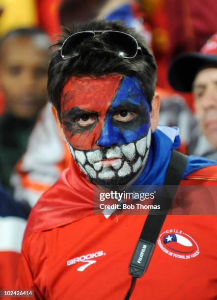 Chile fan before the start of the 2010 FIFA World Cup South Africa Group H match between Chile and Spain at Loftus Versfeld Stadium on June 25, 2010...