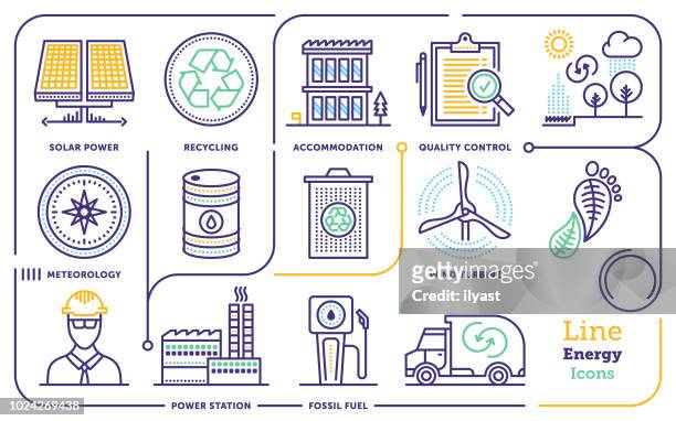 energy line icon set - fossil fuel stock illustrations
