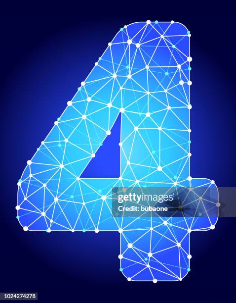 number four blue triangle node vector pattern - number 4 pattern stock illustrations