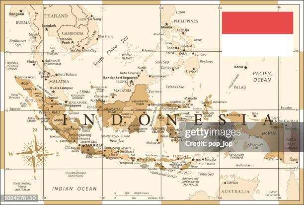 ilustraciones, imágenes clip art, dibujos animados e iconos de stock de 25 - indonesia - 10 oro vintage - bandera indonesia