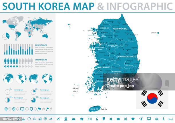 韓国 - インフォ グラフィック ベクトルの地図 - 仁川点のイラスト素材／クリップアート素材／マンガ素材／アイコン素材