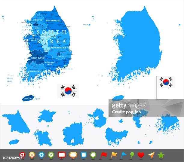 韓国 - インフォ ��グラフィック ベクトルの地図 - 仁川点のイラスト素材／クリップアート素材／マンガ素材／アイコン素材