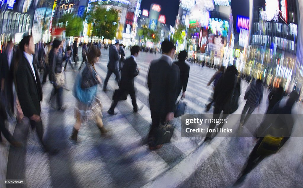 Pedestrians on Shibuya Crossing.