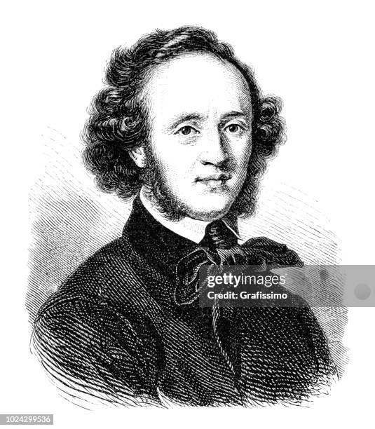 felix mendelssohn german composer and pianist portrait - felix mendelssohn composer stock illustrations
