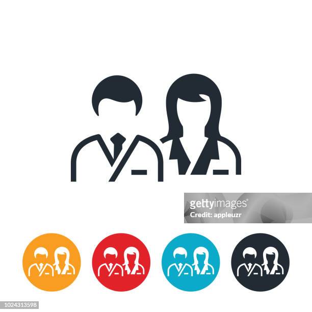 male and female doctors icon - female doctor stock illustrations