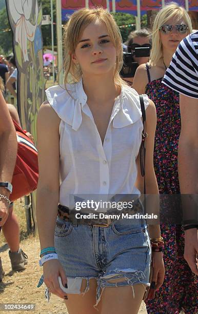 Emma Watson attends Glastonbury Festival at Worthy Farm on June 26, 2010 in Glastonbury, England.