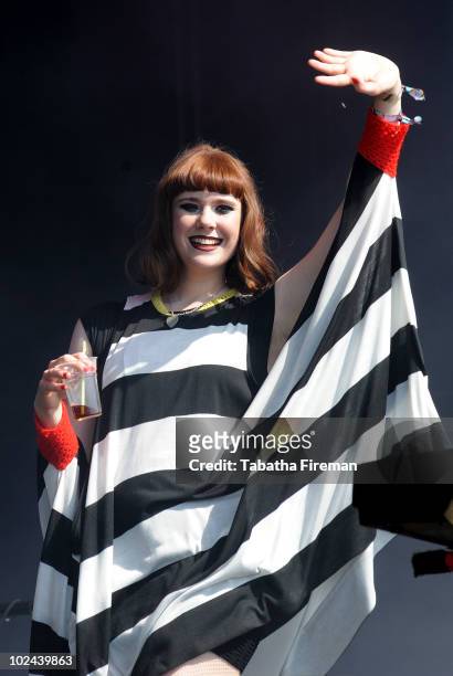 Kate Nash performs on the Other stage on the third day of Glastonbury Festival at Worthy Farm on June 26, 2010 in Glastonbury, England.