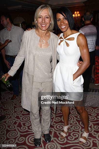 Martina Navratilova and Dame Kelly Holmes attend party hosted by Martina Navratilova at Westbury Hotel on June 26, 2010 in London, England.