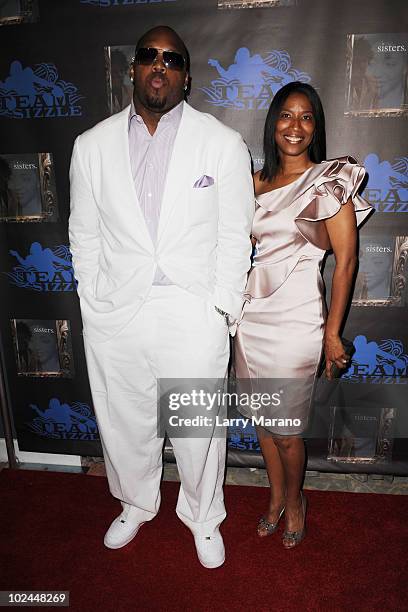 Baltimore Ravens' Terrell Suggs and Director Monica Mingo attend the premiere of "sisters." at the American Black Film Festival at Miami Beach...