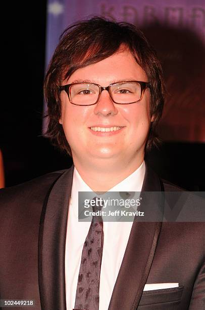 Actor Clark Duke arrives at the "Hot Tub Time Machine" Blu-ray and DVD launch party at the Kandyland V red carpet at the Playboy Mansion on June 26,...