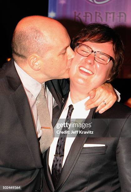 Actors Rob Corddry and Clark Duke arrive at the "Hot Tub Time Machine" Blu-ray and DVD launch party at the Kandyland V red carpet at the Playboy...