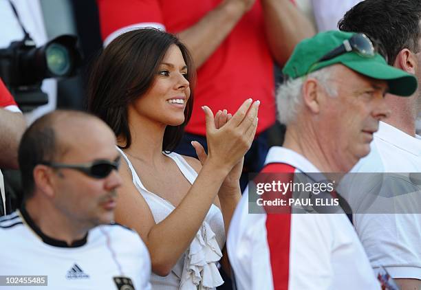 Toni Poole , wife of England's defender John Terry is pictured prior to the 2010 World Cup round of 16 match Germany vs England on June 27, 2010 at...