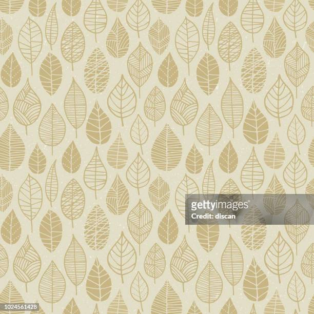 autumn leaves seamless pattern - beige stock illustrations