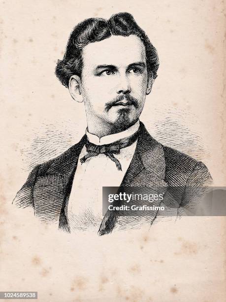 ludwig ii king of bavaria portrait - king ludwig ii of bavaria stock illustrations