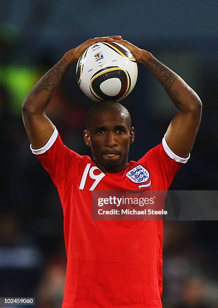 Jermain Defoe of England looks on dejected after Germany score yet another goal during the 2010 FIFA World Cup South Africa Round of Sixteen match...