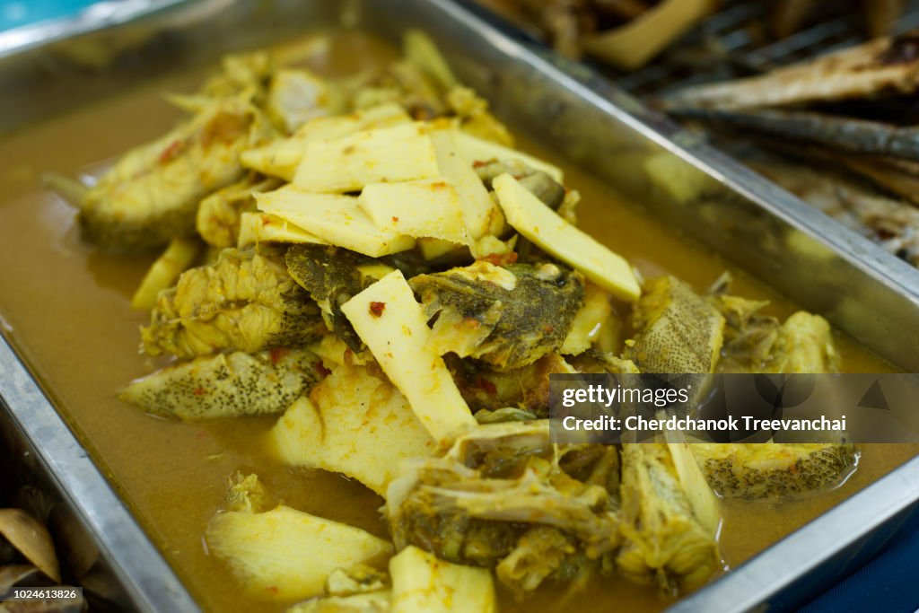 Thai food, spicy fish soup with bamboo shoot