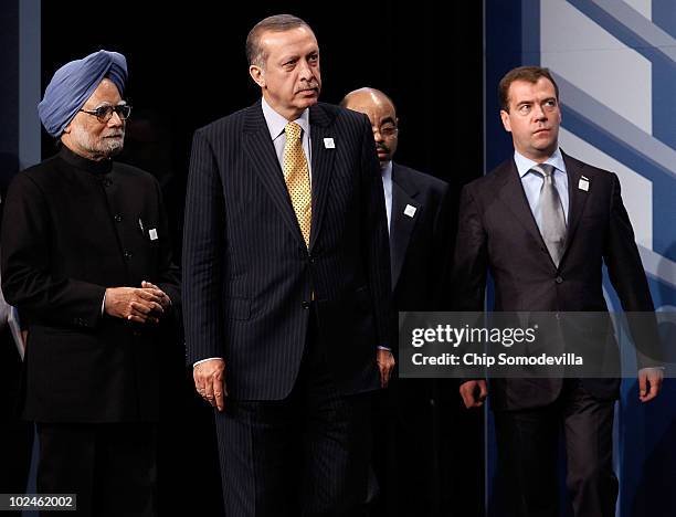 Indian Prime Minister Manmohan Singh, Turkish Prime Minister Recep Tayyip Erdogan, Ethiopian Prime Minister Meles Zenawi and Russian President Dmitry...