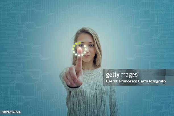 futuristic interface - touching stock pictures, royalty-free photos & images