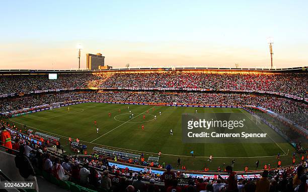 General view of atmosphere during the 2010 FIFA World Cup South Africa Round of Sixteen match between Germany and England at Free State Stadium on...