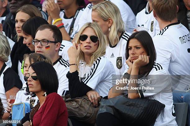 Bastian Schweinsteiger's girlfriend Sarah Brandner and Silvia Meichel, girlfriend of Mario Gomez of Germany, during the 2010 FIFA World Cup South...