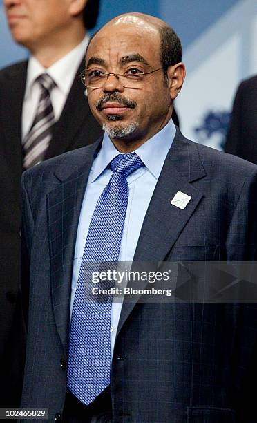 Meles Zenawi, Ethiopia's prime minister, poses during the Group of 20 family photo in Toronto, Ontario, Canada, on Sunday, June 27, 2010. G20 leaders...