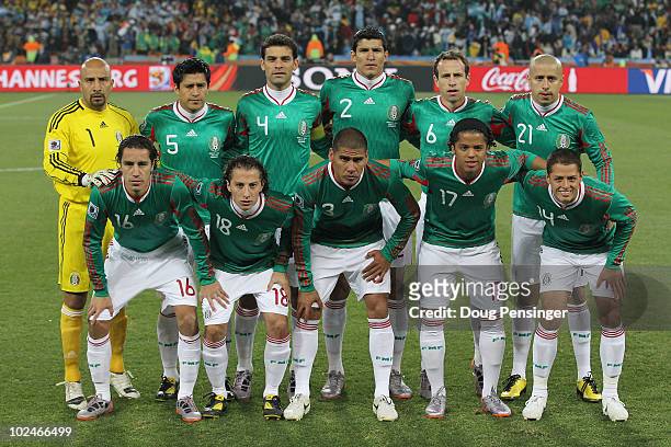 The Mexico team line up for a group photo prior to the 2010 FIFA World Cup South Africa Round of Sixteen match between Argentina and Mexico at Soccer...