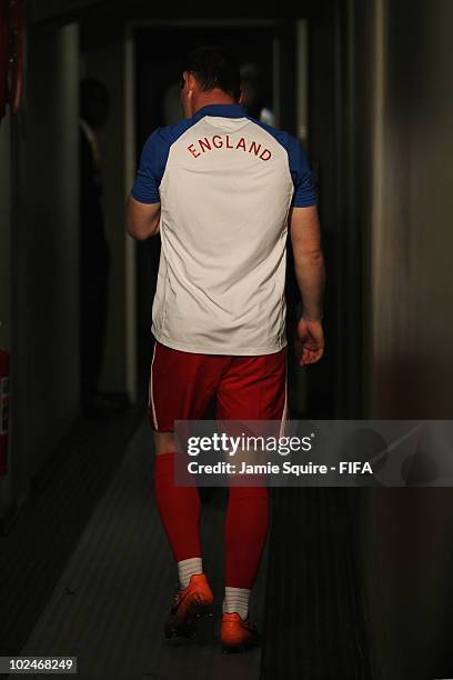 Wayne Rooney of England walks down the tunnel prior to the 2010 FIFA World Cup South Africa Round of Sixteen match between Germany and England at...