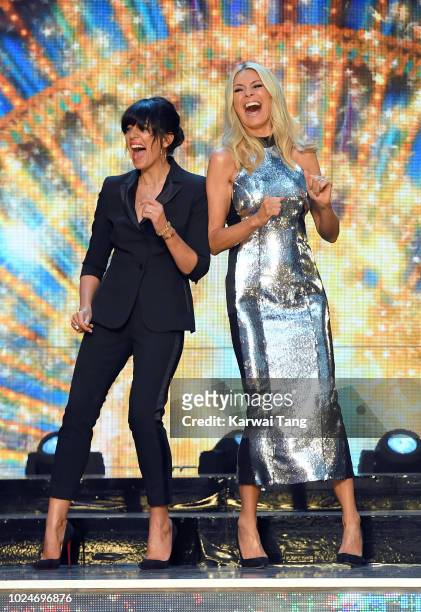 Claudia Winkleman and Tess Daly attend the red carpet launch for 'Strictly Come Dancing 2018' at Old Broadcasting House on August 27, 2018 in London,...
