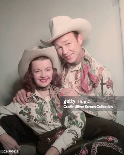 Married American actors Roy Rogers and Dale Evans , circa 1950.
