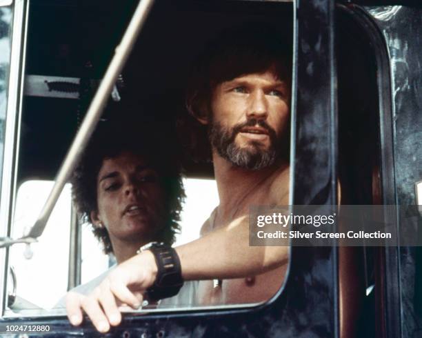 Actors Ali MacGraw as Melissa and Kris Kristofferson as Martin 'Rubber Duck' Penwald in the trucking film 'Convoy', 1978.