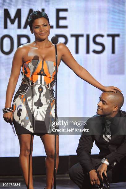 Actors Nia Long and Larenz Tate onstage during the 2010 BET Awards held at the Shrine Auditorium on June 27, 2010 in Los Angeles, California.