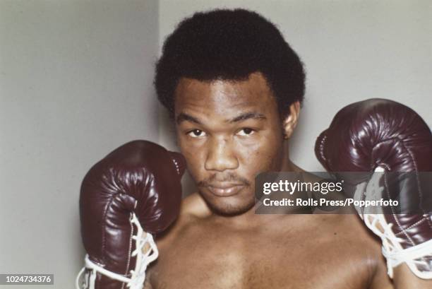 Portrait of American heavyweight boxer and world heavyweight champion George Foreman in New York in January 1973. George Foreman has just returned...