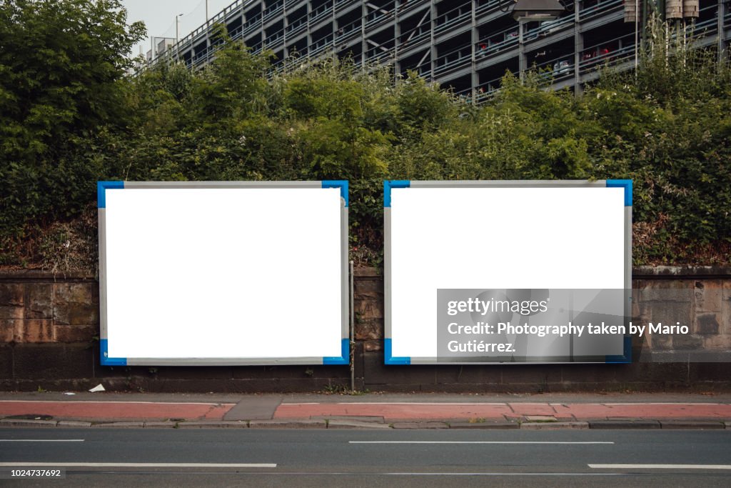 Blank billboards outdoors