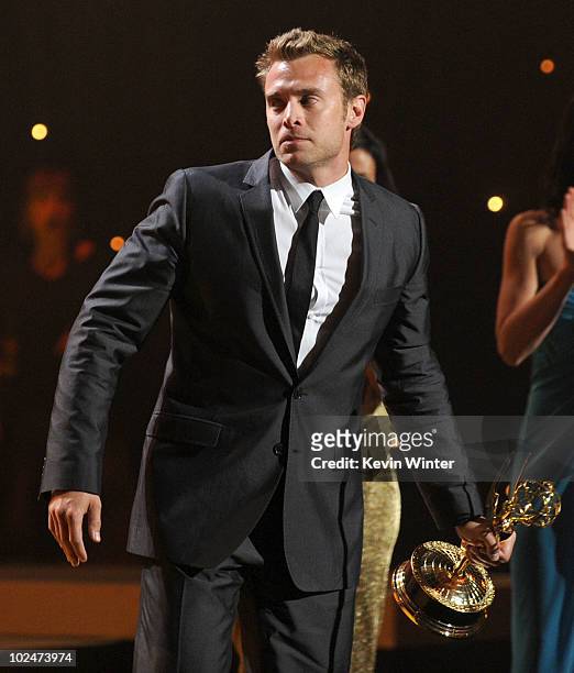 Actor Billy Miller accepts the Best Supporting Actor In A Drama Series Award onstage at the 37th Annual Daytime Entertainment Emmy Awards held at the...