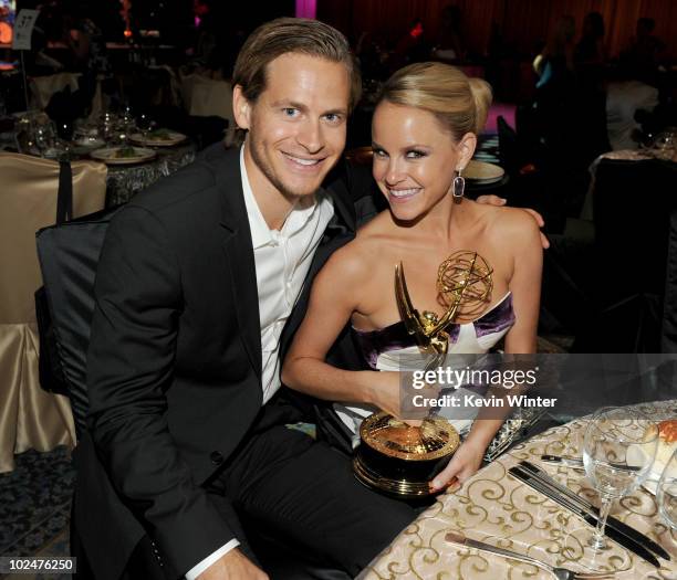 Actress Julie Marie Berman and Michael Grady attend the 37th Annual Daytime Entertainment Emmy Awards after party held at the Las Vegas Hilton on...